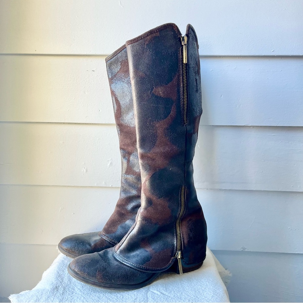 Donald J Pliner Zipper Brown Leather Women's Boots in Very Good Condition Sz 7.5